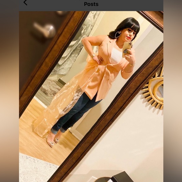 Asos asymmetrical blazer with organza train size 14 Valentine’s Day date look - Picture 2 of 5